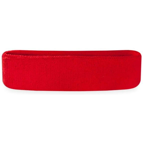 Suddora Kids Athletic Solid Color Cotton-Blend Head Sweatband, Red