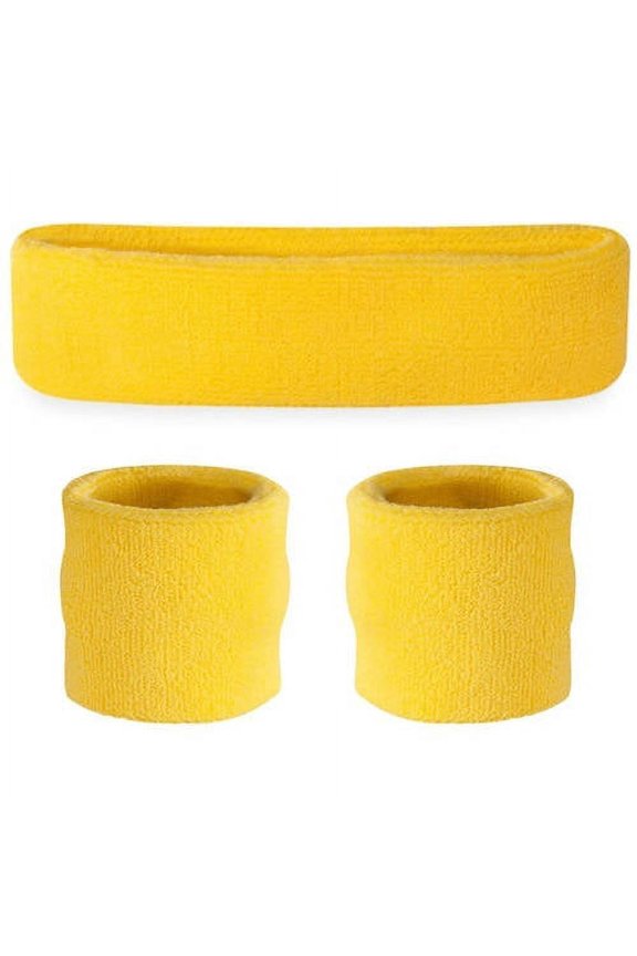 Kids Headband and Wristbands Set, Neon Yellow