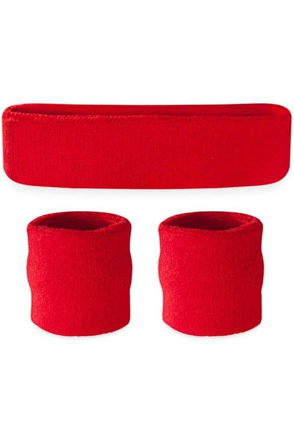 Kids Headband and Wristbands Set, Red