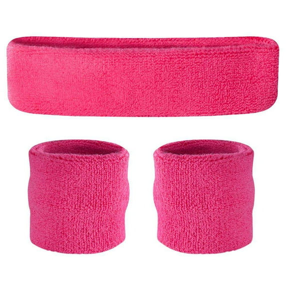 Suddora Neon Pink Headband & Wristbands Set