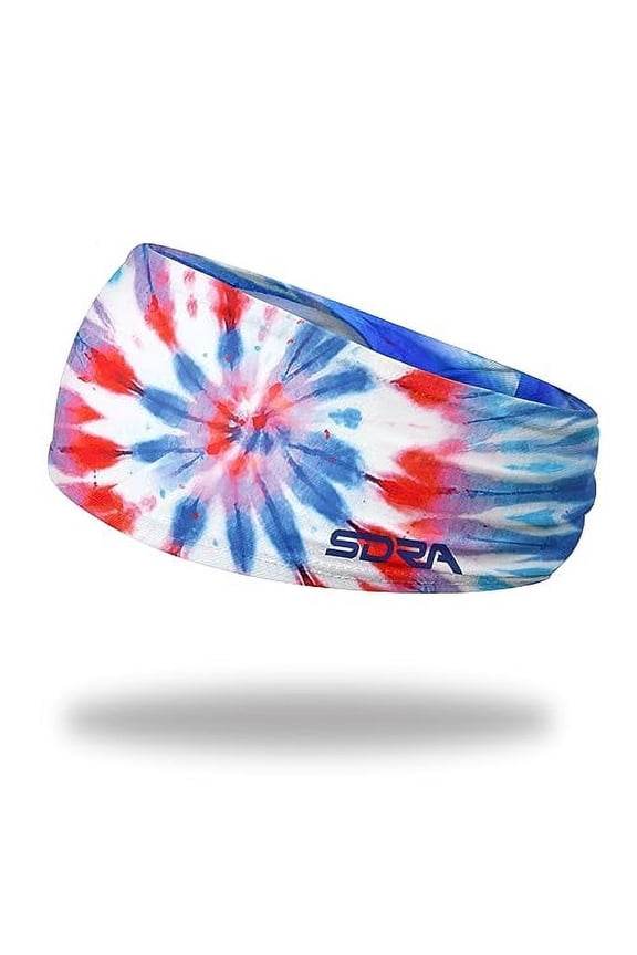 Non Slip 3.5" Tapered Patriotic Tie-Dye Headband - Fashion, Summer, Beach, Outdoor and Sports