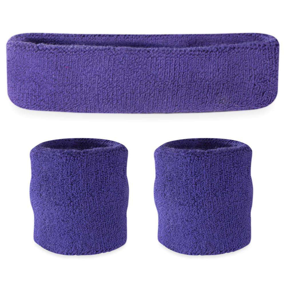 Suddora Purple Headband/Wristband Set Sports Sweatbands for Head