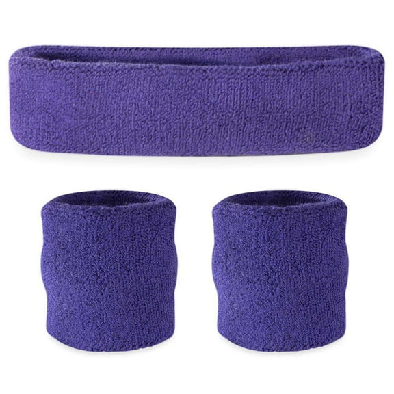 Suddora Purple Headband/Wristband Set - Sports Sweatbands for Head and Wrist