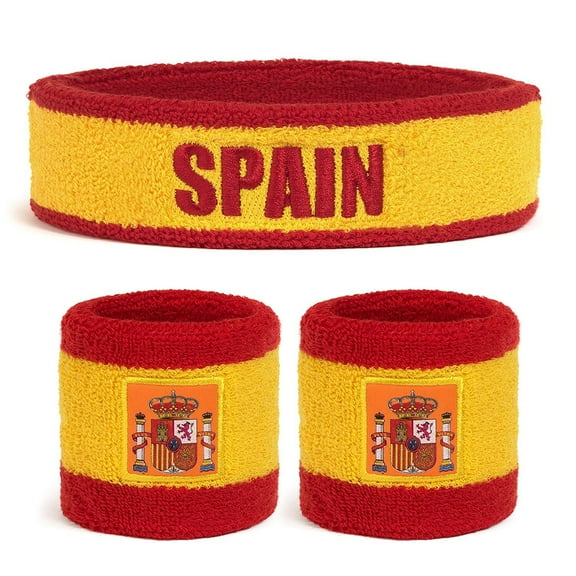 Suddora Spain Headband & Wristbands Set (Includes 2 Wrist & 1 Head Sweatband) (Spain)