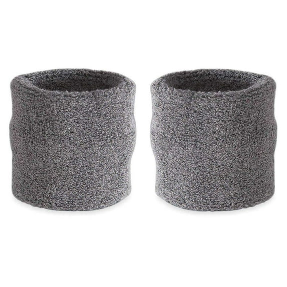 Suddora Wrist Sweatband Also Available in Neon Colors - Athletic Cotton Terry Cloth Wristband for Sports (Pair) (Gray)