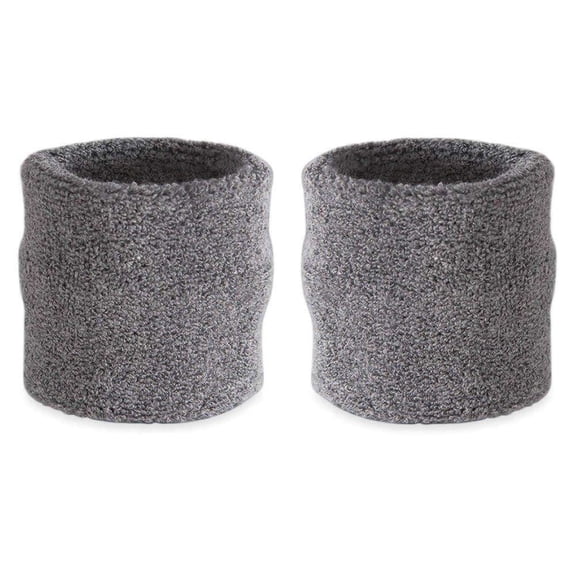 Suddora Wrist Sweatband Also Available in Neon Colors - Athletic Cotton Terry Cloth Wristband for Sports (Pair) (Gray)