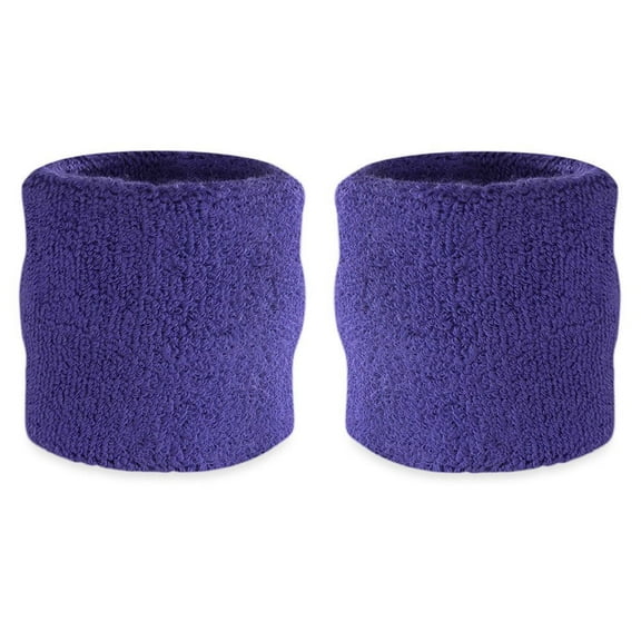 Suddora Wrist Sweatbands - Athletic Cotton Terry Cloth Wristband Pair, Purple