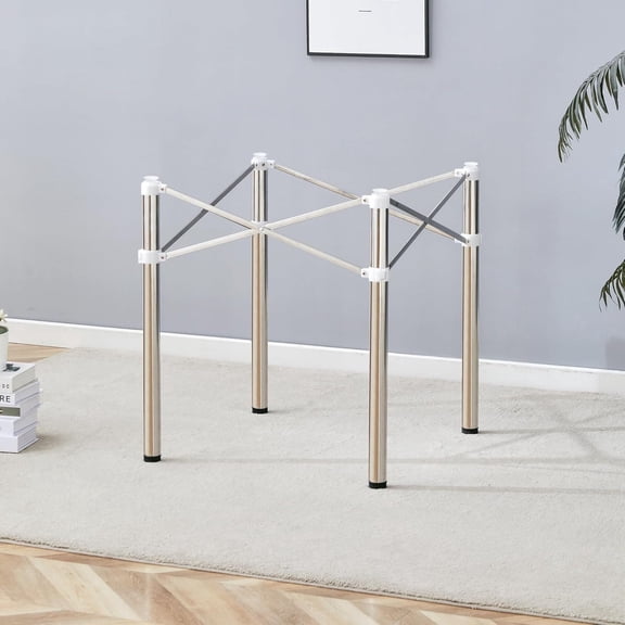 SUDICA Table Legs Set of 4, 28 in Adjustable Silver Metal Legs, Foldable Space-Saving Design, Supports up to 100 lb