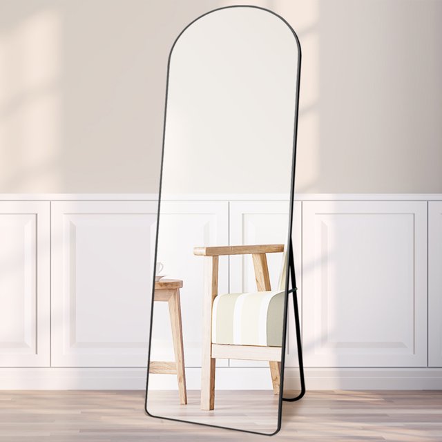 Sudica Black Arched Floor Mirror 60"x16.5" Wall Full Length Body Mirror with Stand for Living