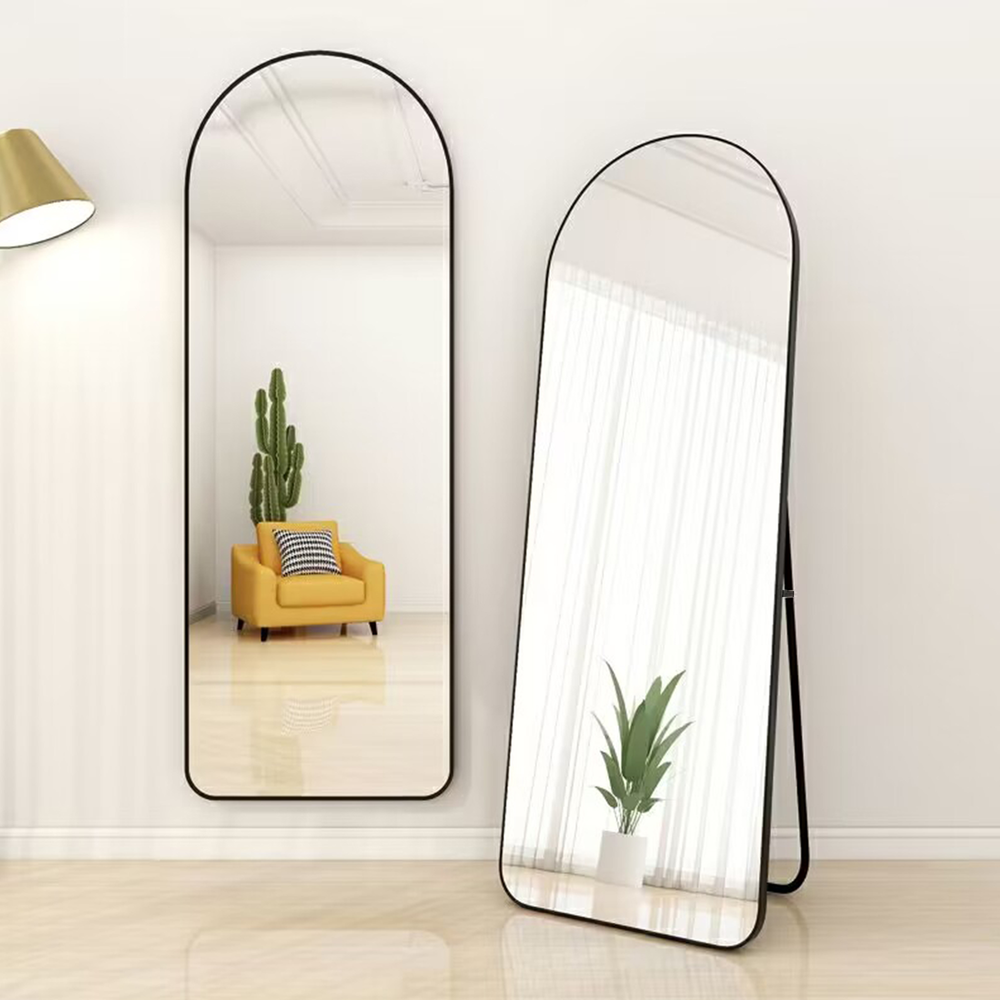 Sudica Black Arched Floor Mirror 65"x23" Wall Full Length Body Mirror