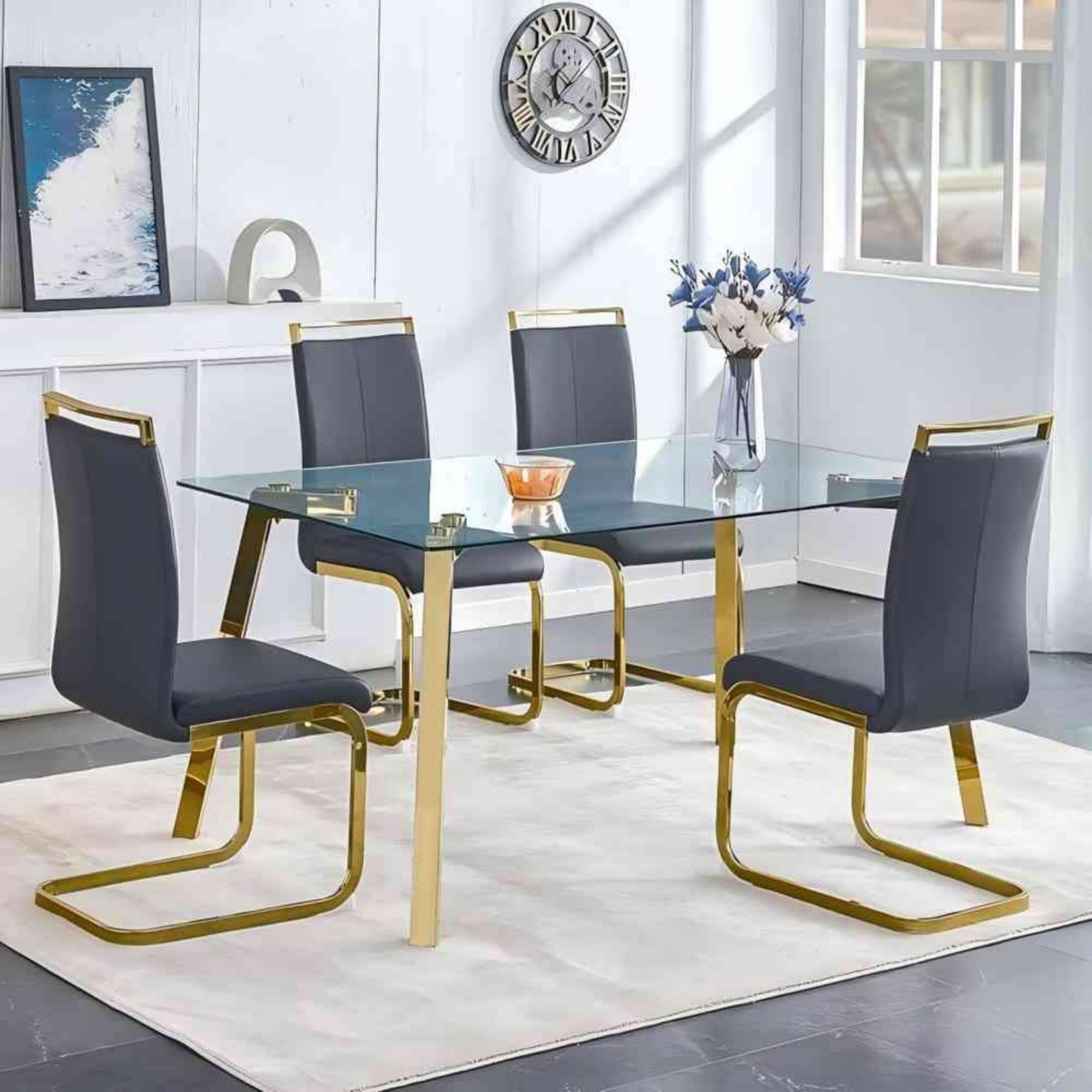 SUDICA 5 Piece Dining Table Set for 4, 51 Inch Glass Dining Table with ...