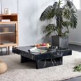 thumbnail image 1 of Sudica Compact Marble Coffee Table, 31" Square Center Table with Stainless Steel Storage for Living Room(Black), 1 of 9