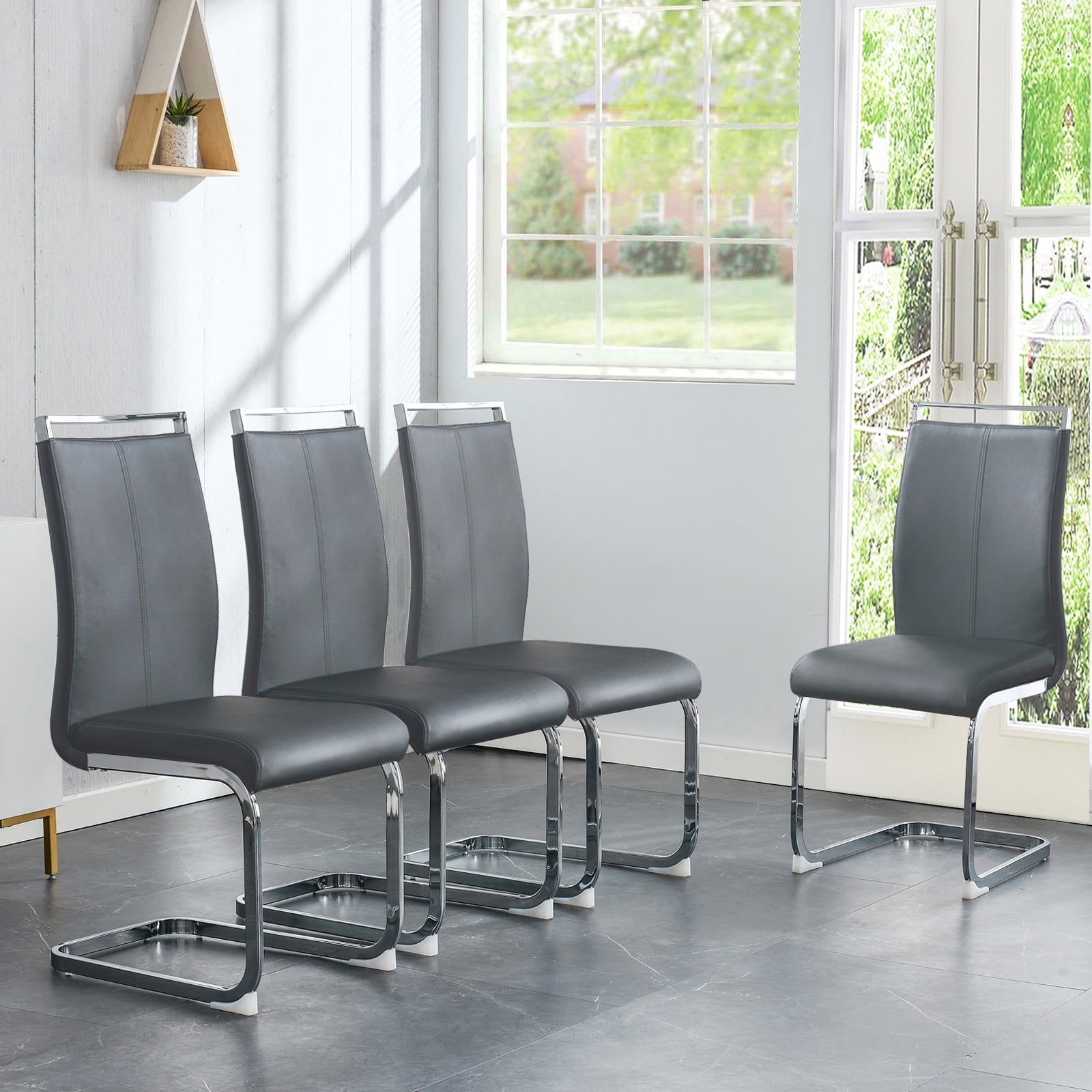 Sudica Dining Chairs Set of 4 Upholstered PU Leather Modern Kitchen ...