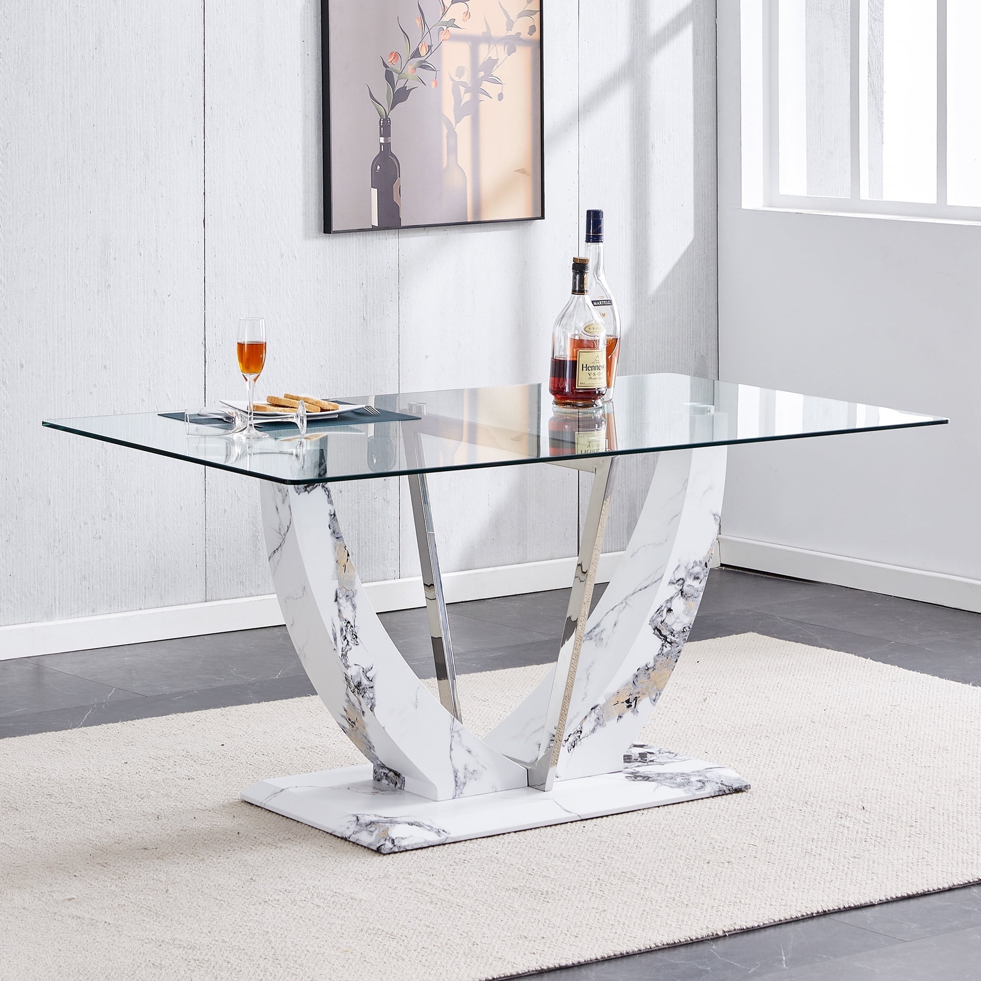 Marble glass table discount