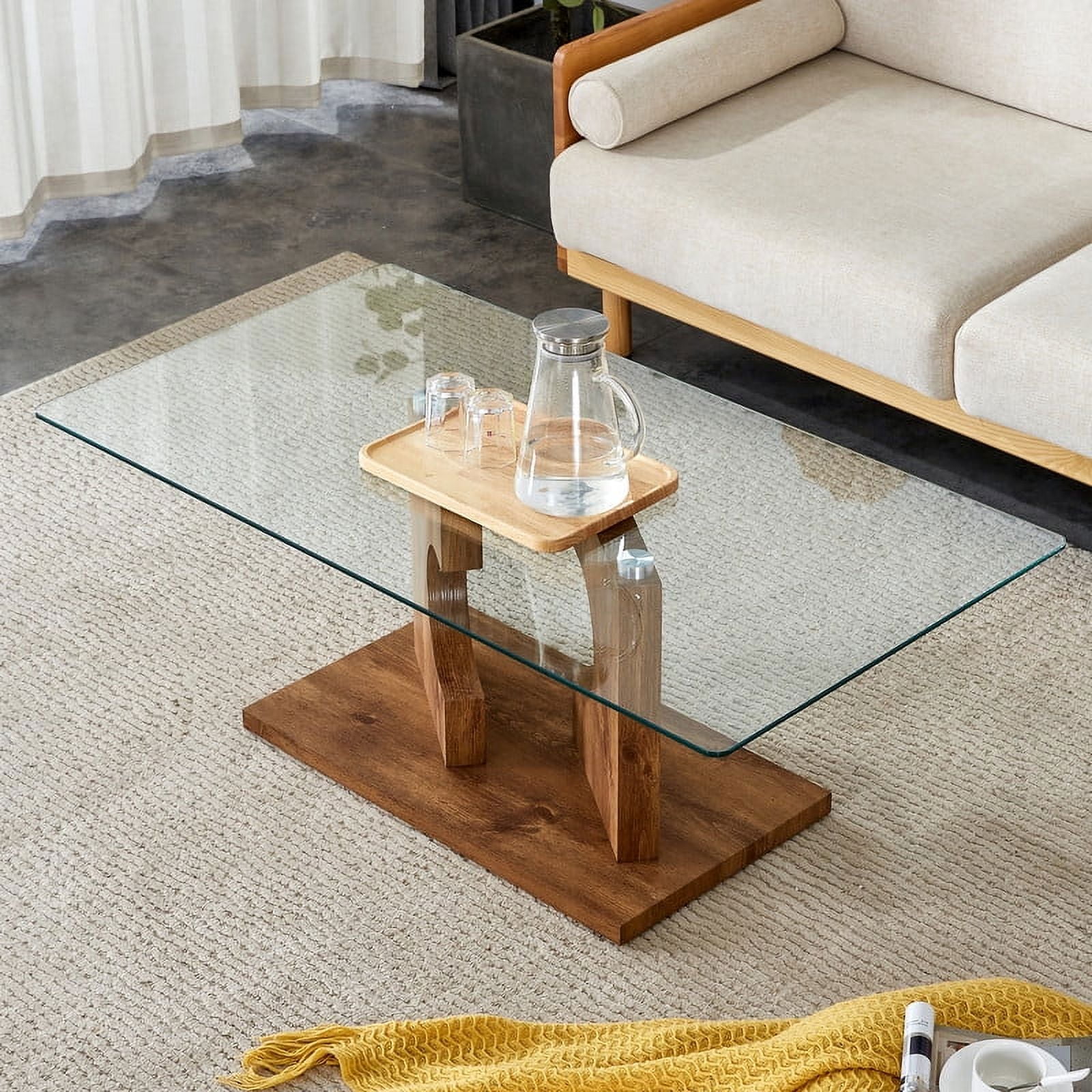 Wood and glass tea table discount