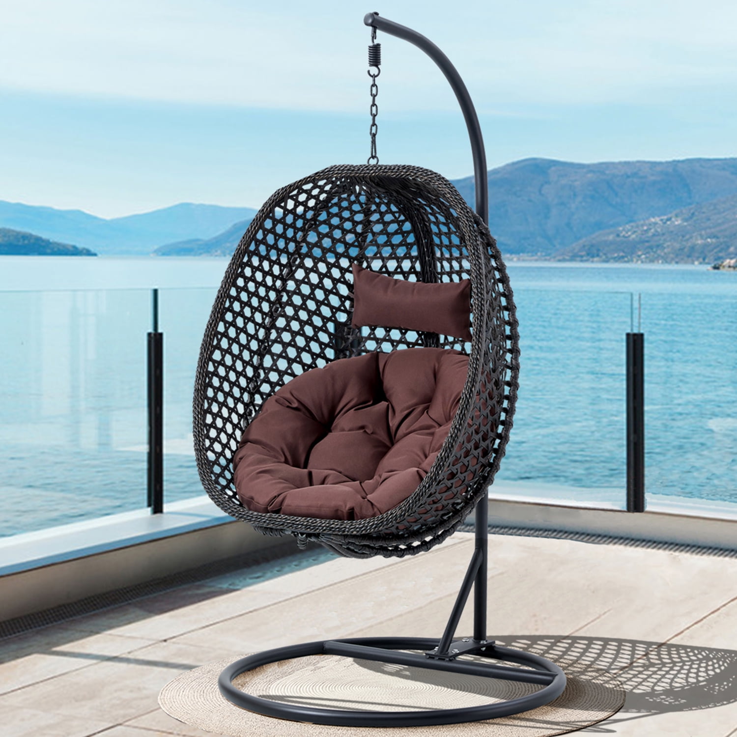 Sudica Hanging Egg Chair with Stand Patio Soft Cushion Sudica Hanging Egg Chair with Stand Patio Soft Cushion