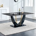 thumbnail image 1 of Sudica Marble Dining Table 70" Modern Kitchen Dining Room Table with MDF Faux Marble Table Top, Black U-Shape Base, 1 of 7