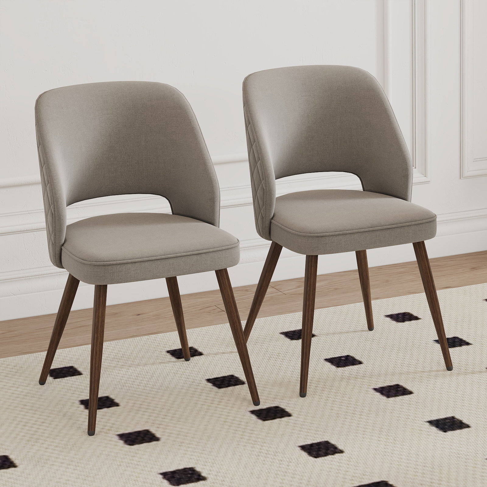 Noble House Odelia MidCentury Modern Fabric Dining Chairs, Set of 2