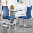 thumbnail image 1 of Sudica Modern Dining Chairs Set of 2 PU Leather Kitchen Dining Side Chairs with Metal Legs for Home, Blue, 1 of 6