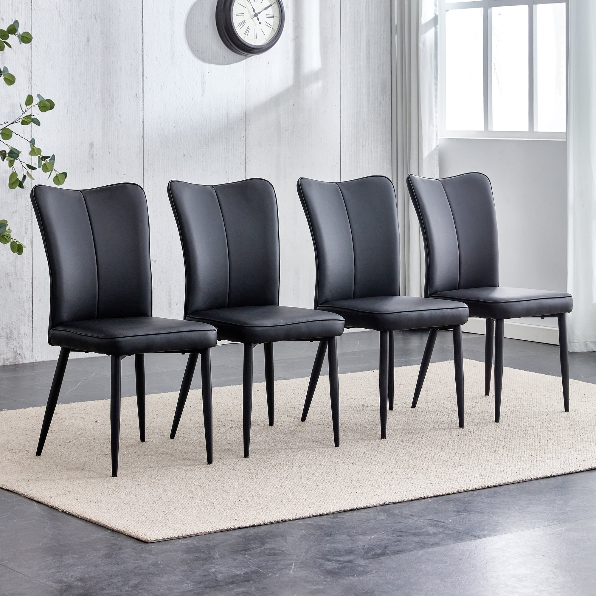 Sudica Modern Dining Chairs Set of 4, Upholstered Leather Kitchen