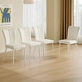 thumbnail image 1 of Sudica Modern Dining Chairs Set of 6,Upholstered Leather Kitchen Chairs with White Metal Legs, 1 of 9