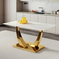 thumbnail image 1 of SUDICA 63" Rectangular Faux Marble Dining Table, Gold U-Shaped Metal Base, Modern Style for Dining Room Kitchen, 1 of 10
