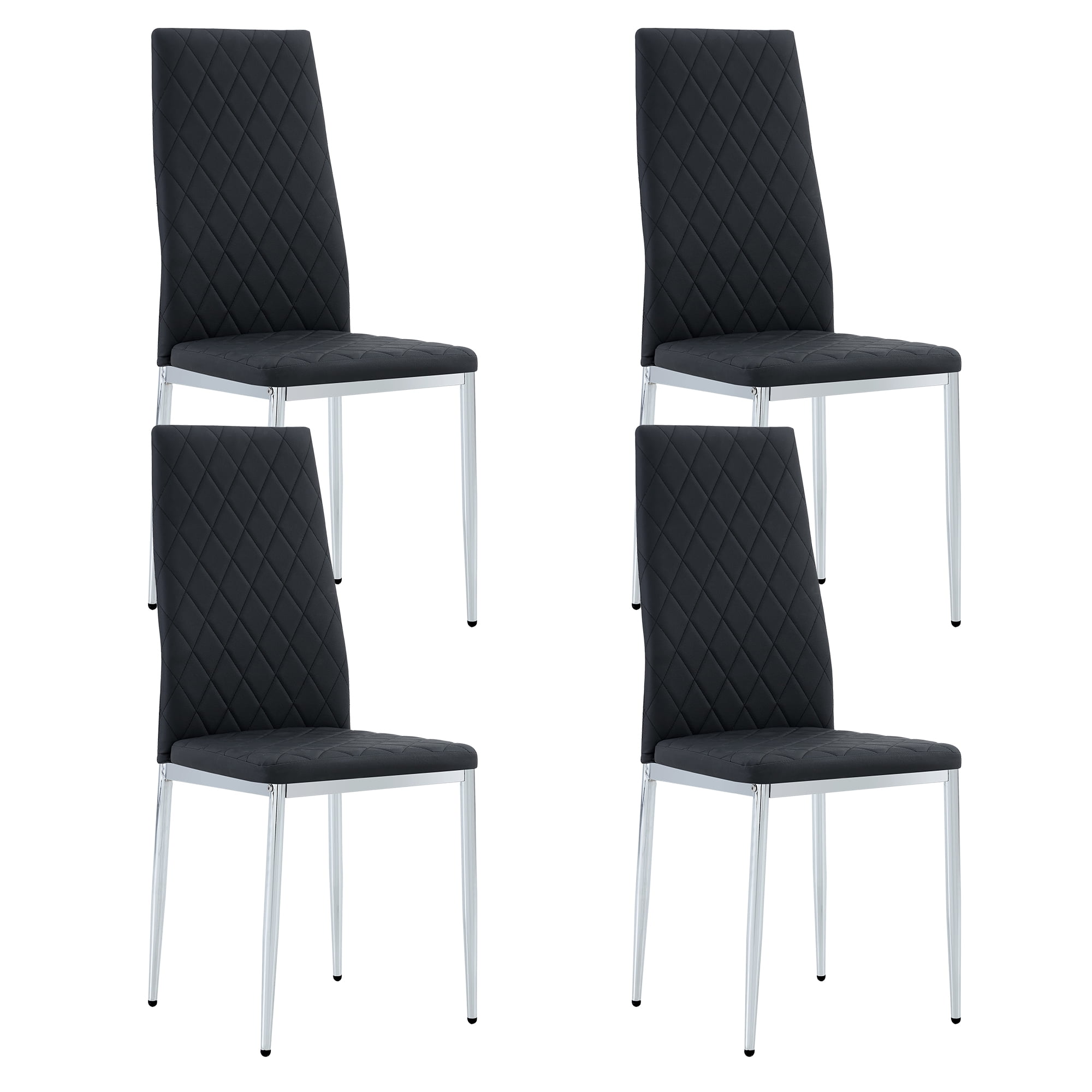 Sudica Upholstered Black Dining Chairs, Set of 4 PU Leather Kitchen ...
