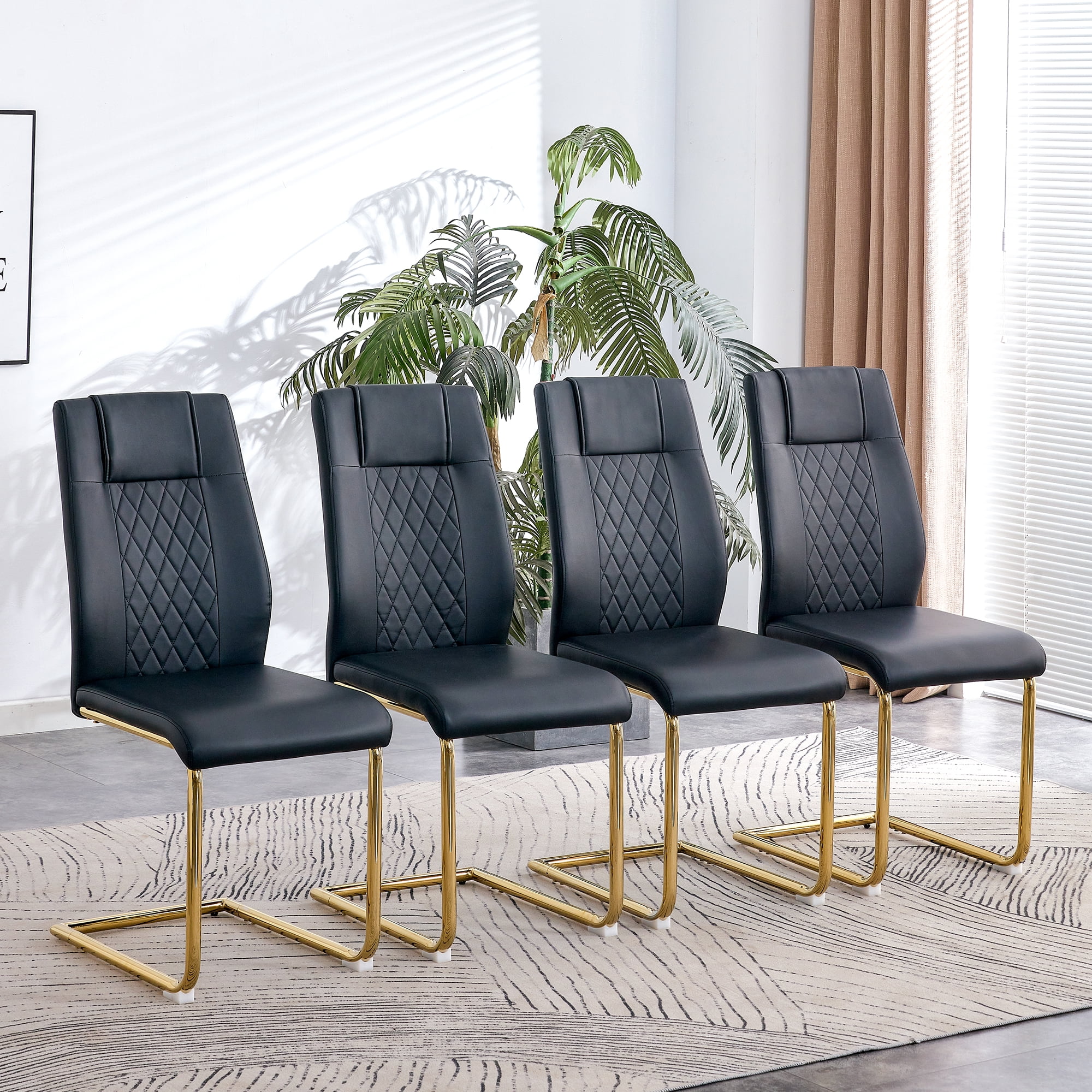 Sudica Upholstered Dining Chairs Set of 4 PU Leather Dining Room Chair