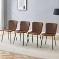 thumbnail image 1 of SUDICA Faux Leather Dining Chairs Set of 4, Brown Seat with Black Metal Legs for Dining Room Kitchen, 1 of 7
