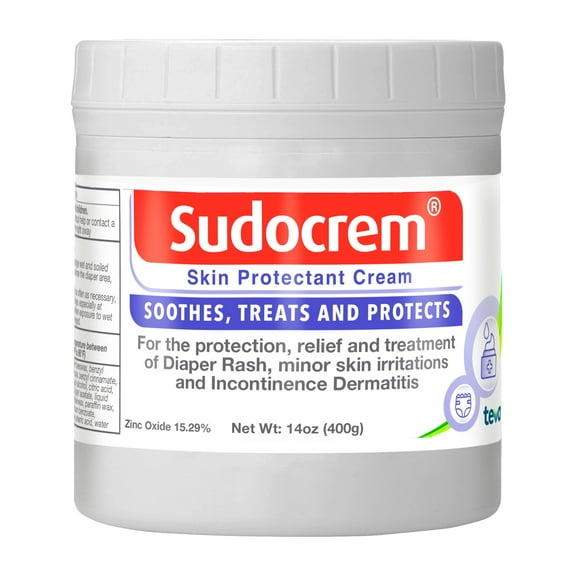 Sudocrem Diaper Rash Cream, Soothes, Treats, and Protects, 15.29% Zinc Oxide, 14oz