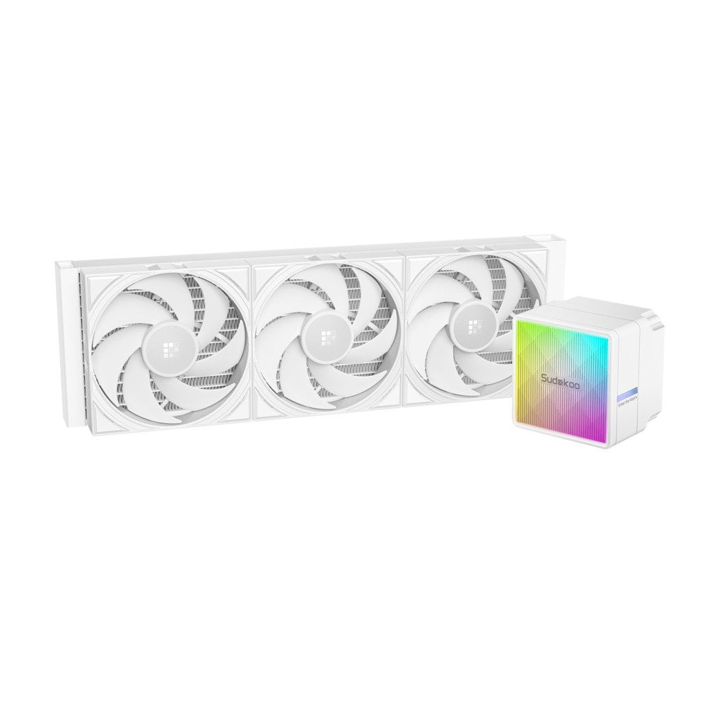 Sudokoo NEXAURA 360 White Liquid CPU Cooler: 360mm AIO CPU Cooler with PWM Pump & ARGB Pump Head - Water Cooling with FDB Fans for Intel LGA 1851/1700/1200/115X AMD AM5/AM4