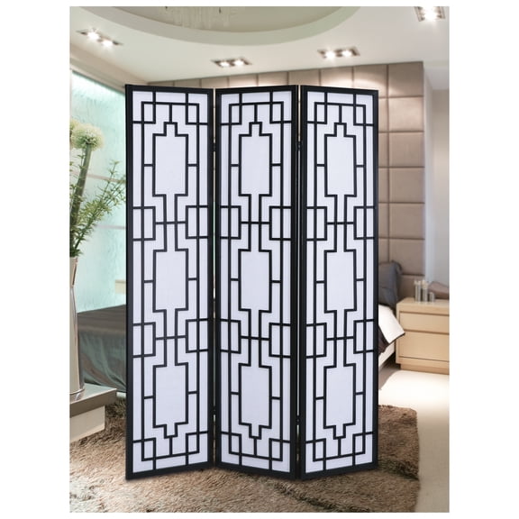 Sudoku 3 Panel Room Divider Screen, Black