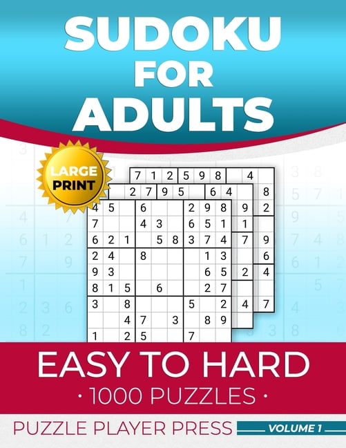 Sudoku for Adults Easy to Hard : 1000 Puzzles, Large Print, Volume 1: Big Sudoku Puzzle Book with Different Levels and Solutions, for Seniors, Wide Inner Margins for Cutting, Ripping or Tearing Out (Paperback)