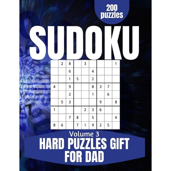 Sudoku Brain Exercises Hard Sudoku Book Gift For Dad: Difficult Large Print Sudoku Puzzles for Adults and Seniors with Solutions Vol 3, Book 8, (Paperback)