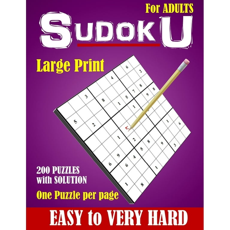 Sudoku For Adults Easy to Very hard Large print sudoku puzzle