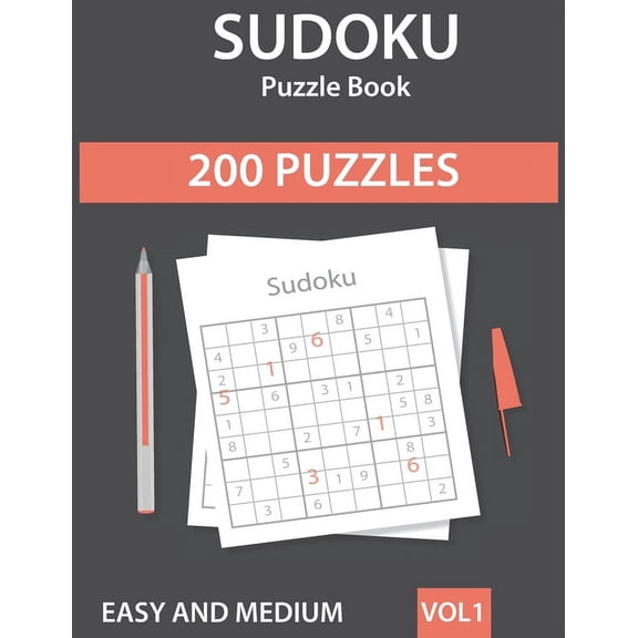 Sudoku Puzzle Book: 200 Easy to Medium Sudoku Puzzles with Solutions - Vol. 1, (Paperback)