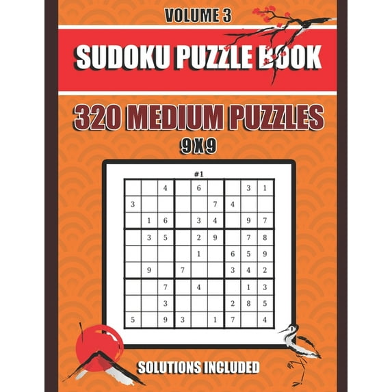 Sudoku Puzzle Book: 320 Medium Puzzles, 9x9, Solutions Included, Volume 3, (8.5 x 11 IN) (Paperback)