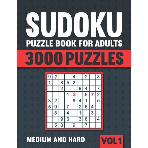 Sudoku Puzzle Book for Adults : 3000 Medium to Hard Sudoku Puzzles with Solutions - Vol. 1 (Paperback)