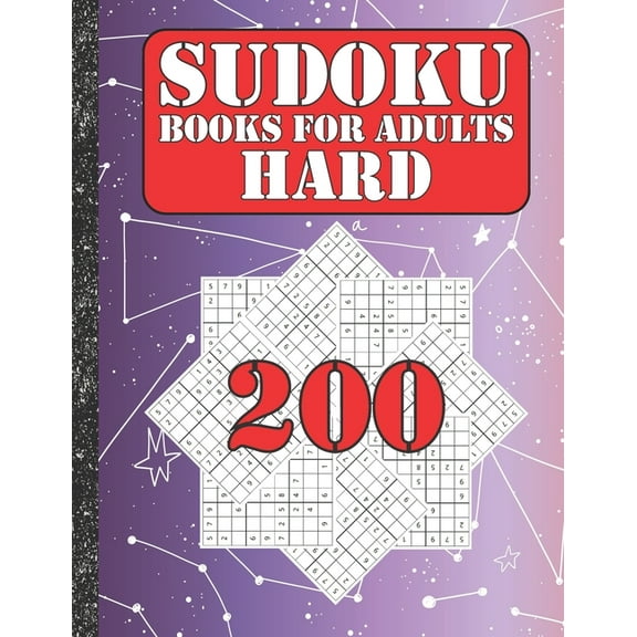 Sudoku books for adults hard : 200 Sudokus from hard with solutions for adults Gifts Sudoku hard book Galaxy Sky Lover adults, kids (Paperback)
