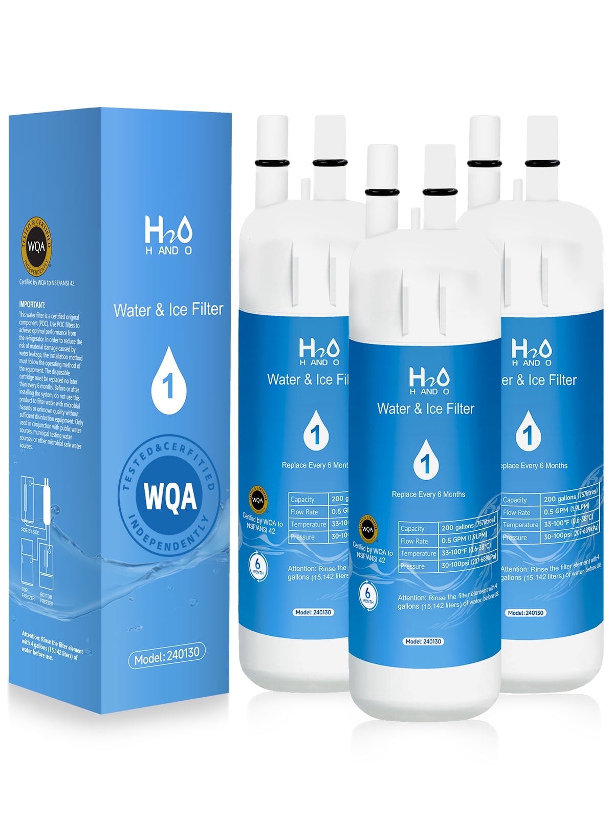 Sudon EDR1RXD1 Water Filter 1 Compatible with Whirlpool Refrigerator Everydrop 1 W10295370A W10295370 WHR1RXD1 Replacement for Kenmore 46-9081 46-9930 P5WB2L P8RFWB2L P8WB2L P4RFWB Ice Filters 3-Pack