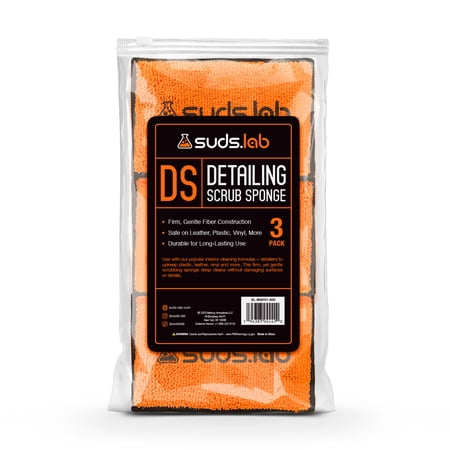 Suds Lab DS Microfiber Detailing Scrub Pad 3 Pack - Car Interior Cleaning & Detailing Microfiber Scrub Pads - Set of 3 - Safe On Leather, Vinyl, Plastic, Etc.