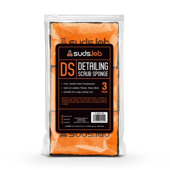 Suds Lab DS Microfiber Detailing Scrub Pad 3 Pack - Car Interior Cleaning & Detailing Microfiber Scrub Pads - Set of 3 - Safe On Leather, Vinyl, Plastic, Etc.