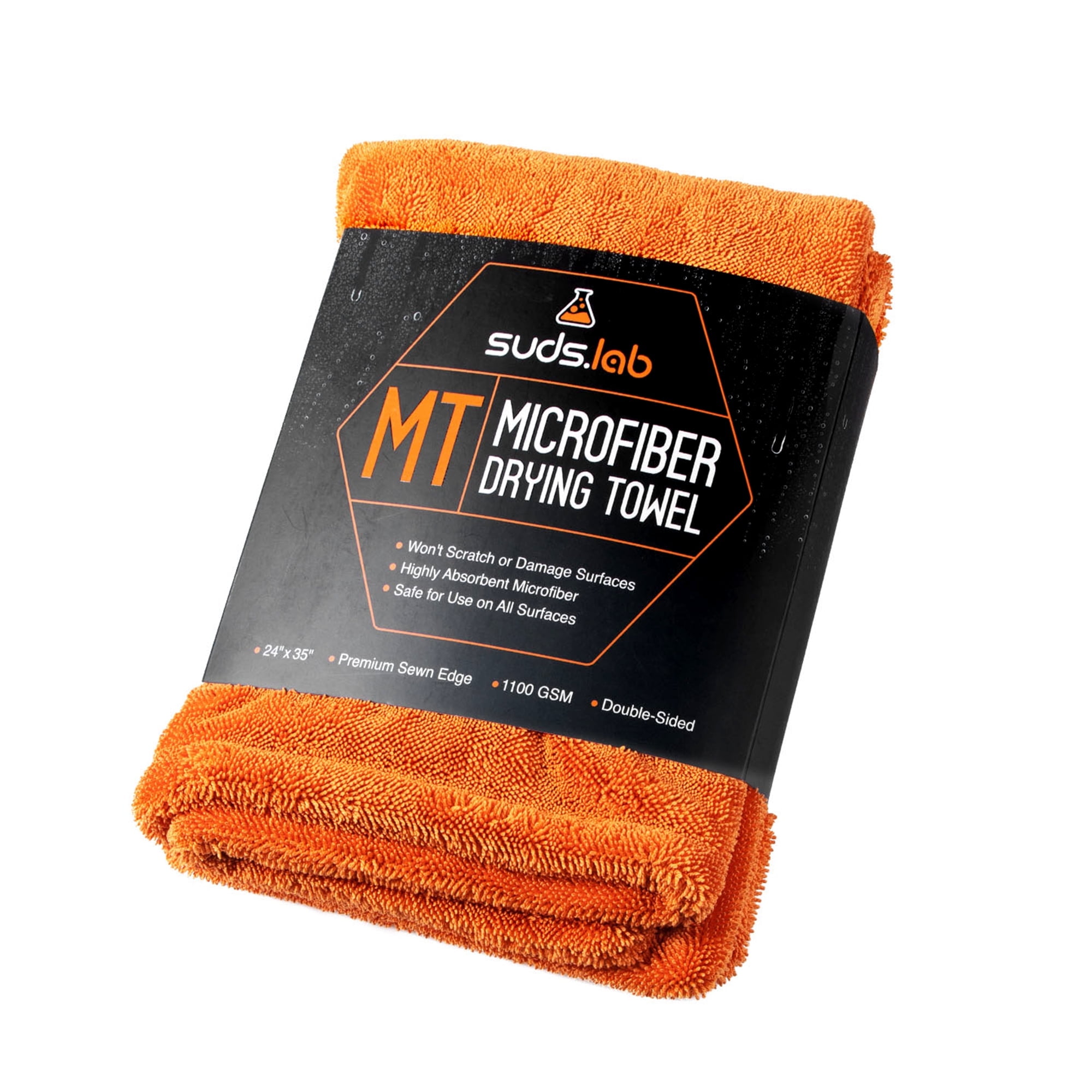 Suds Lab Large Microfiber Drying Towel (24 in x 35 in) 1100GSM Car Exterior Cleaning and Detailing Cloth, Safe On Plastic Trim, Glass, Carbon Fiber, Paint