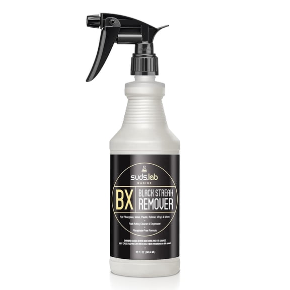 Suds Lab Marine BX Black Streak Remover - Fast-Acting, Phosphate-Free Boat Cleaner for Fiberglass, Vinyl, Metal & Rubber | 32 oz