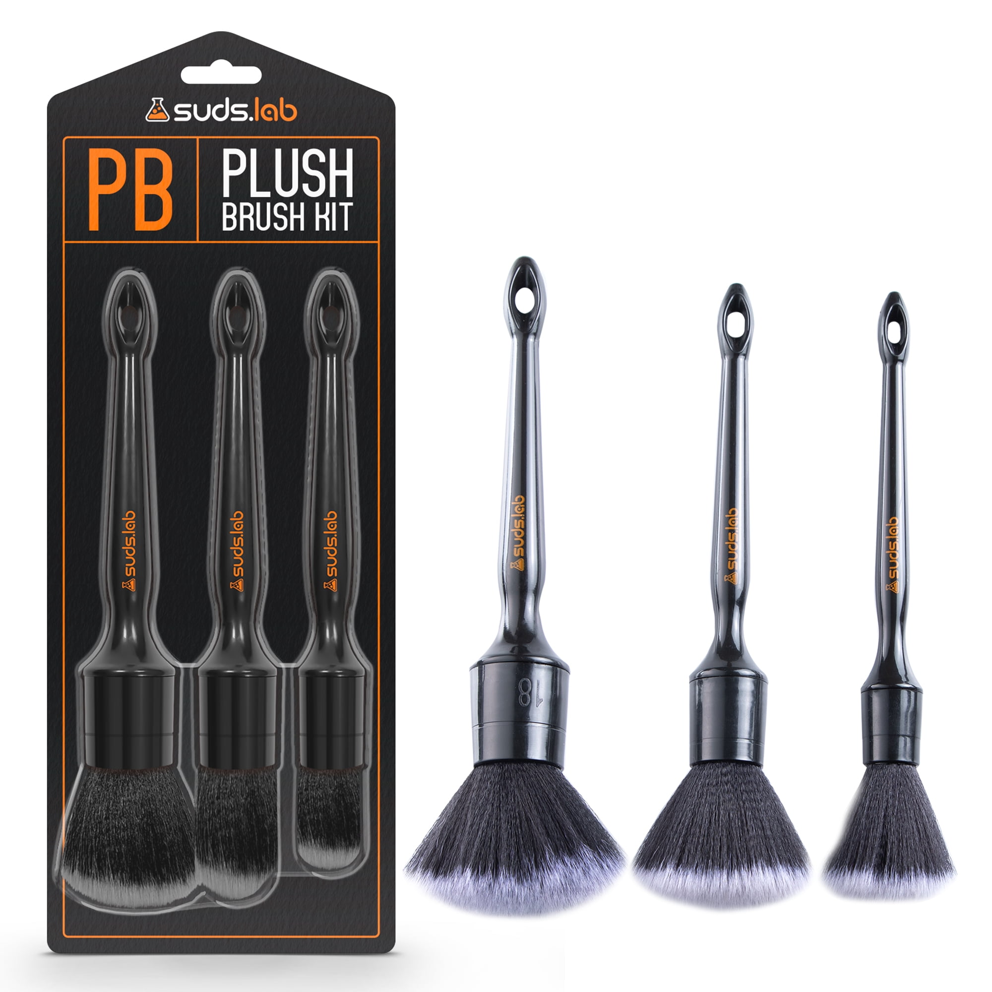 Suds Lab 3 Pack Plush Brush Kit - Synthetic Bristle Brushes