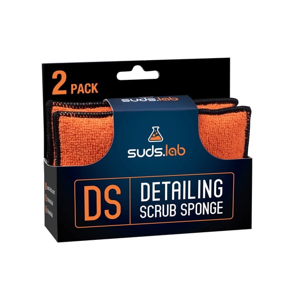 Suds Lab Microfiber Car Detailing Scrub Pad - Interior Car Cleaning Pads for Leather, Vinyl & Plastic, Reusable, Scratch-Free - Pack of 2