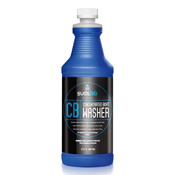 Suds Lab Marine Boat Cleaner 32 Oz - High-Foaming Boat Cleaning Formula for Fiberglass & Gel Coats, Streak-Free Shine, Wax-Safe, Concentrated