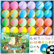 SudsyRoar Bath Bombs for Kids with Surprise Inside   24 Pack Handmade Bath Bombs with Glow-in-the-Dark Land & Sea Toys, Fizzy Bath Salt Balls, Birthday Party Favors for Boys and Girls