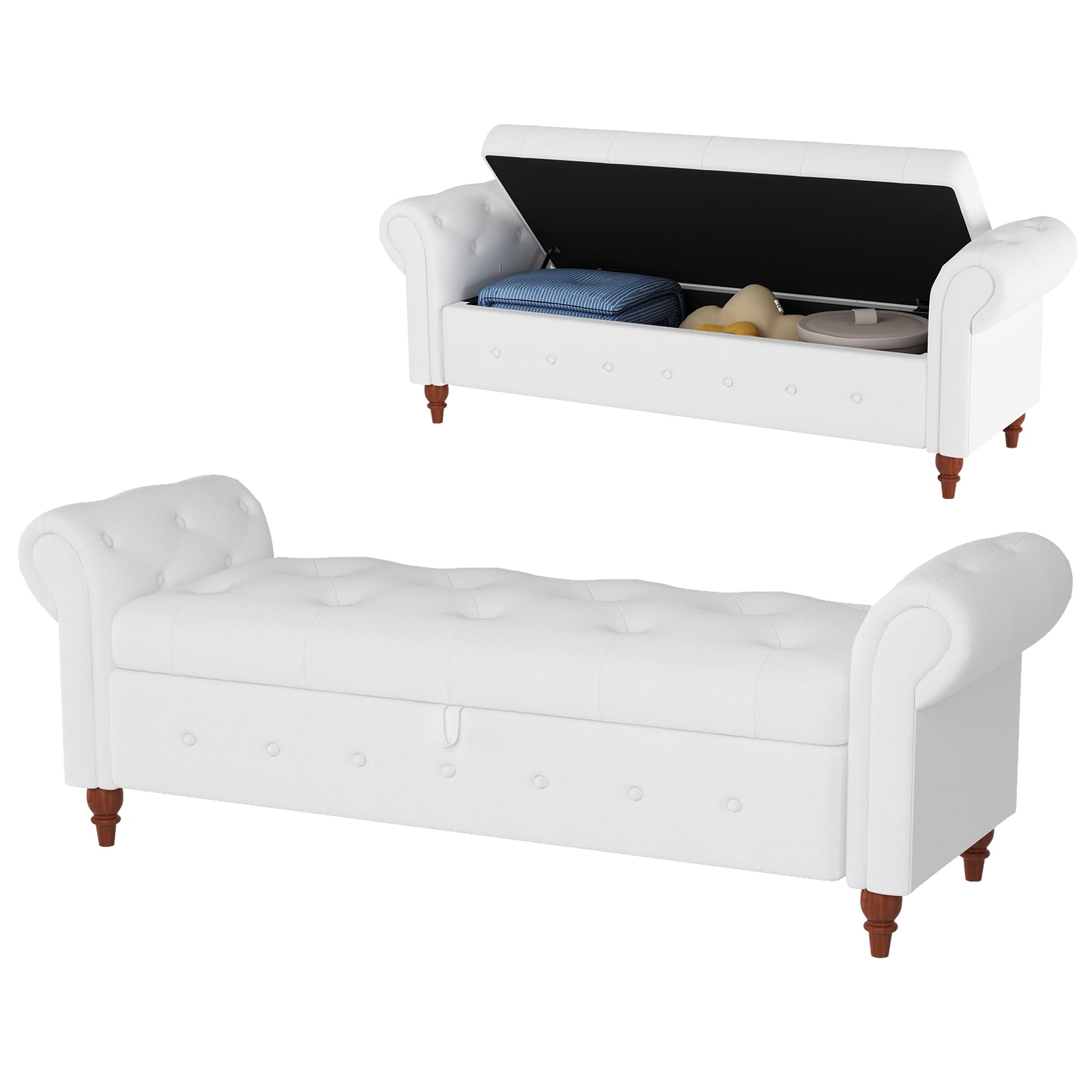 Sudwesto 63'' Storage Ottoman Bench, End of Bed Button Tufted Ottoman