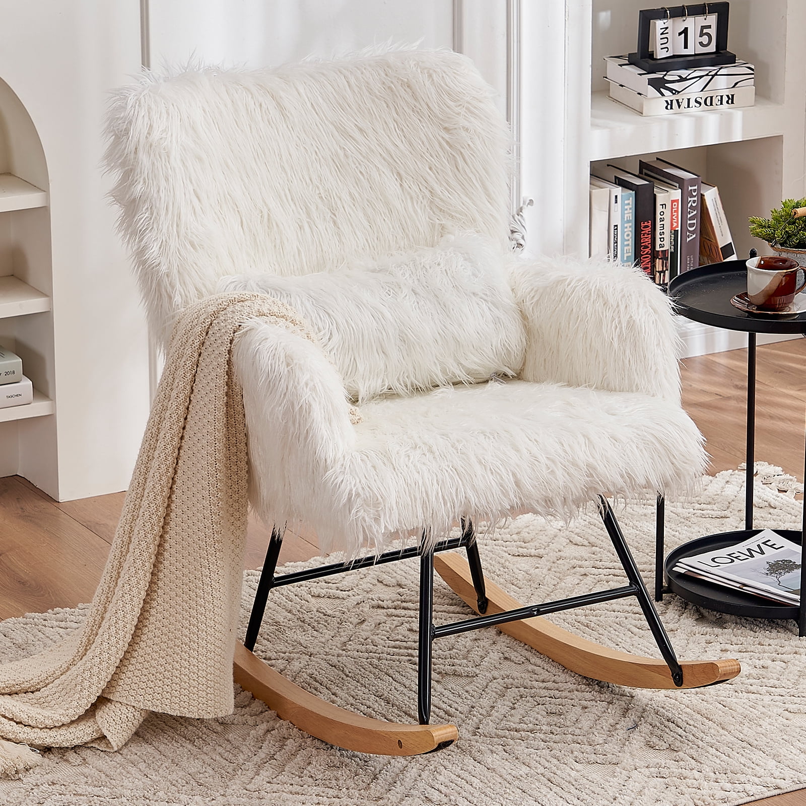 Sudwesto Nursery Rocking Chair, Upholstered Glider Rocker with Lumbar ...